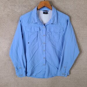 Baleaf Shirt Mens M Blue Long Sleeve Button Up Outdoor Camping Hiking‎ Fishing